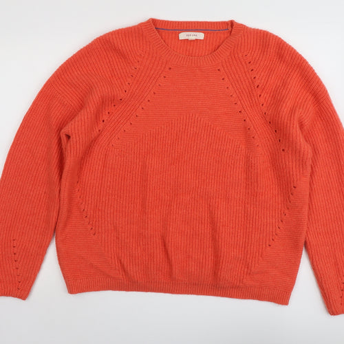 Per Una Womens Orange Round Neck Polyamide Pullover Jumper Size L