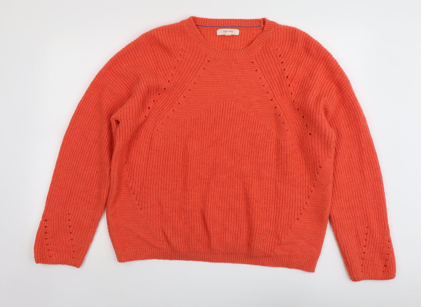 Per Una Womens Orange Round Neck Polyamide Pullover Jumper Size L