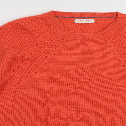 Per Una Womens Orange Round Neck Polyamide Pullover Jumper Size L