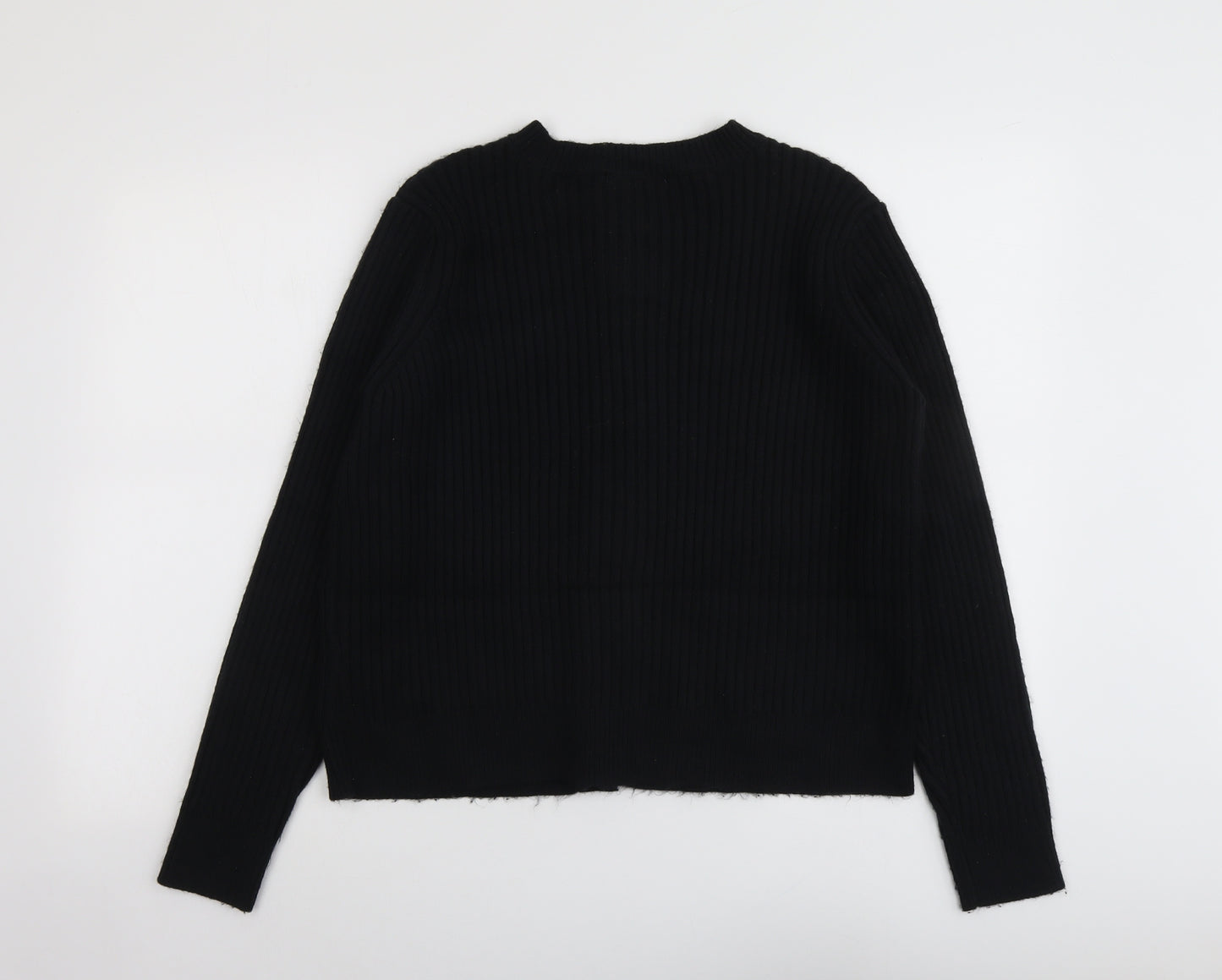 Marks and Spencer Womens Black V-Neck Polyester Cardigan Jumper Size L
