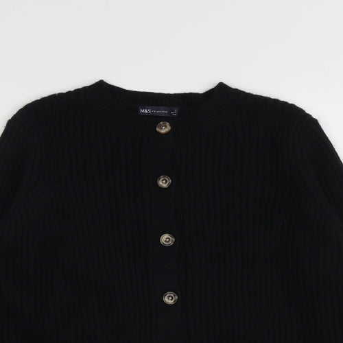 Marks and Spencer Womens Black V-Neck Polyester Cardigan Jumper Size L