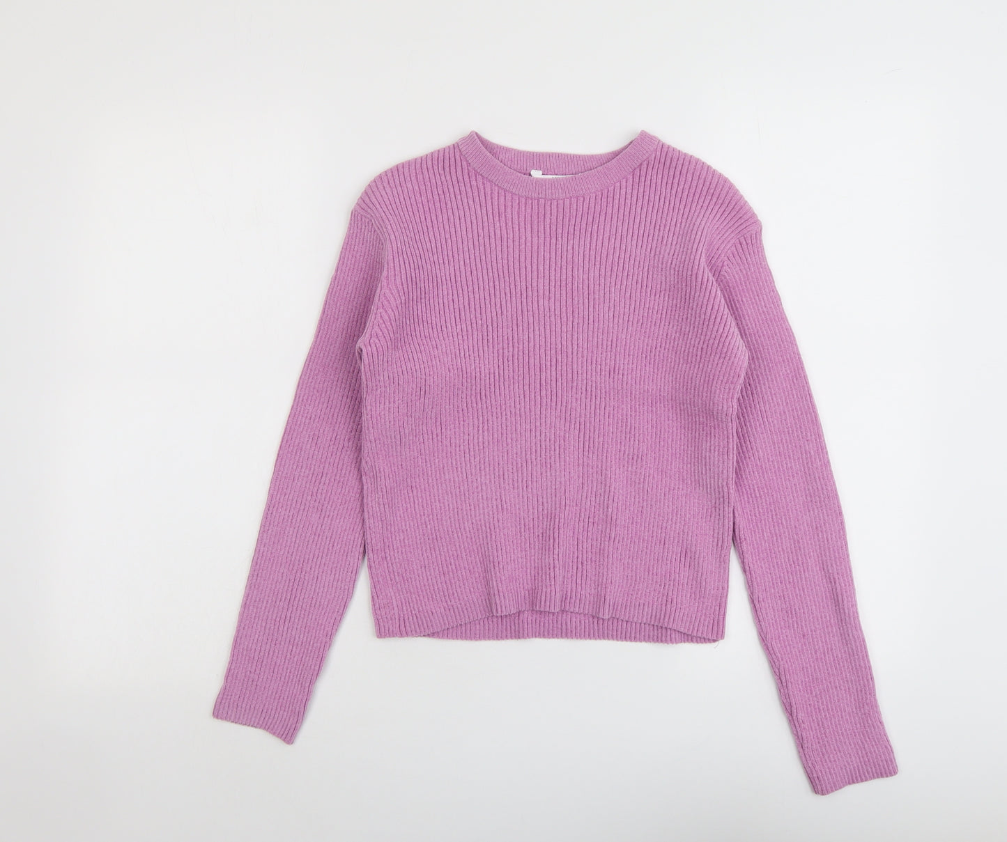 Marks and Spencer Girls Purple Round Neck Polyester Pullover Jumper Size 12-13 Years Pullover