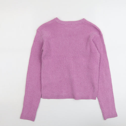 Marks and Spencer Girls Purple Round Neck Polyester Pullover Jumper Size 12-13 Years Pullover