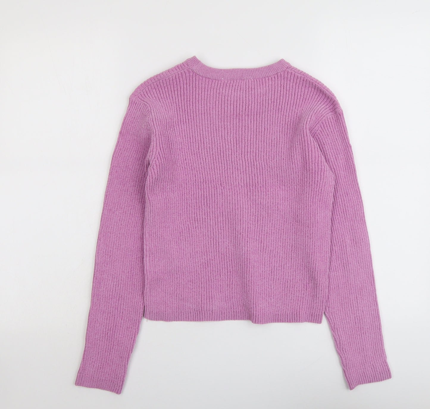 Marks and Spencer Girls Purple Round Neck Polyester Pullover Jumper Size 12-13 Years Pullover