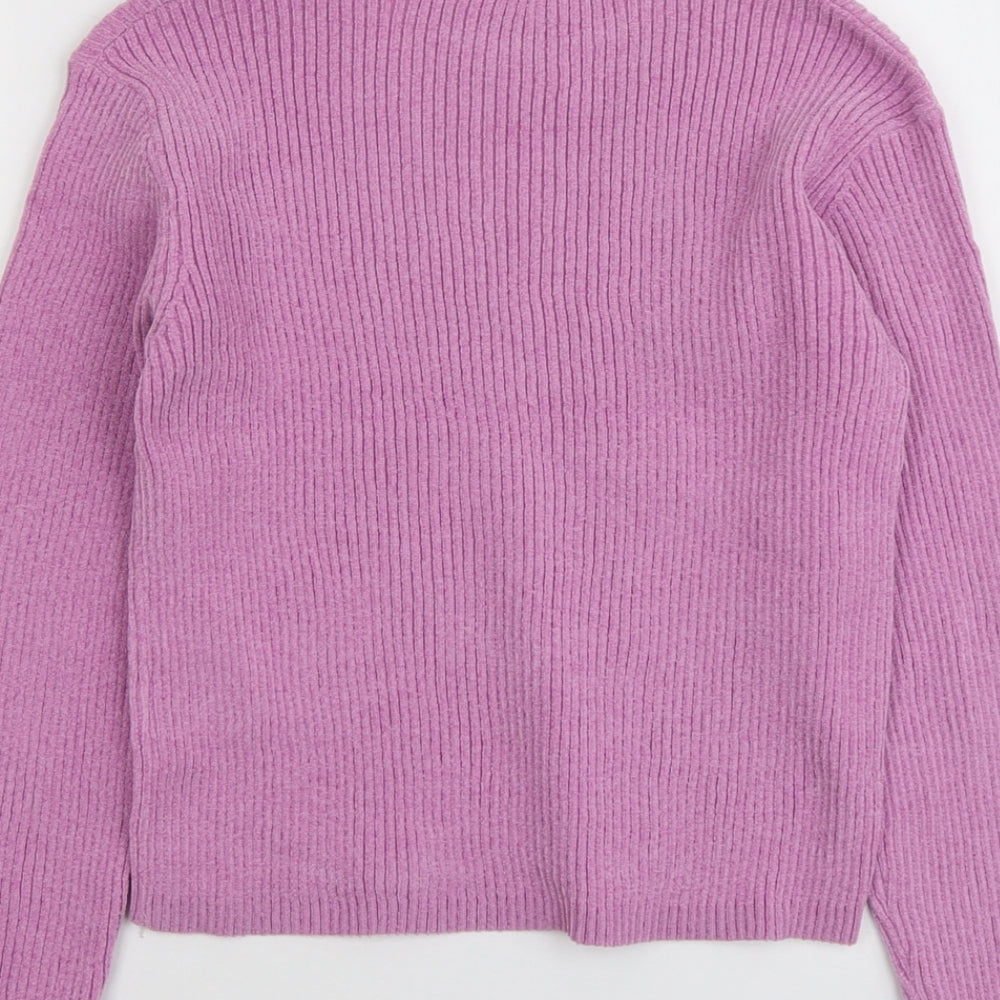 Marks and Spencer Girls Purple Round Neck Polyester Pullover Jumper Size 12-13 Years Pullover