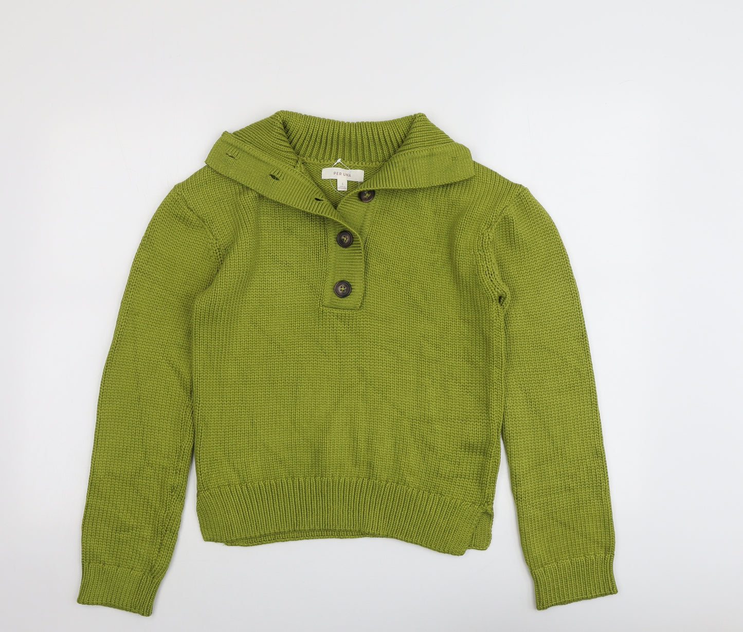 Per Una Womens Green Collared Viscose Pullover Jumper Size S