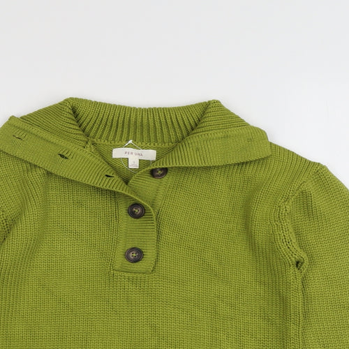 Per Una Womens Green Collared Viscose Pullover Jumper Size S