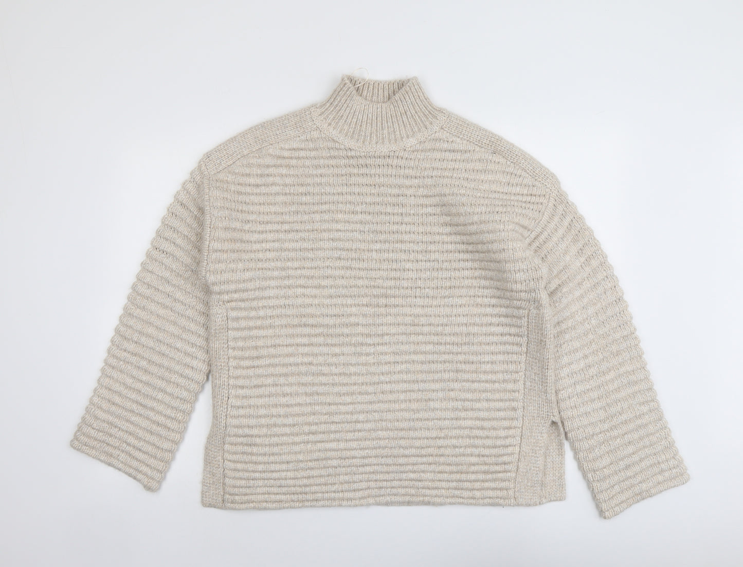 Marks and Spencer Womens Beige High Neck Polyester Pullover Jumper Size M