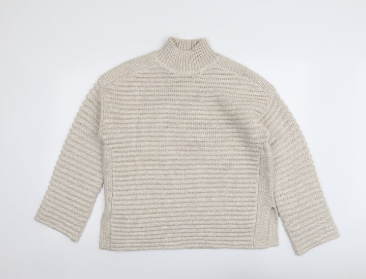 Marks and Spencer Womens Beige High Neck Polyester Pullover Jumper Size M