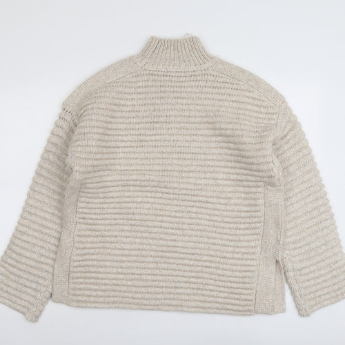Marks and Spencer Womens Beige High Neck Polyester Pullover Jumper Size M