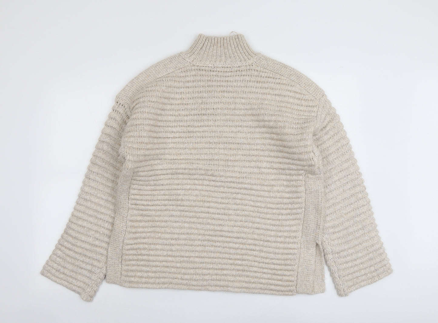 Marks and Spencer Womens Beige High Neck Polyester Pullover Jumper Size M