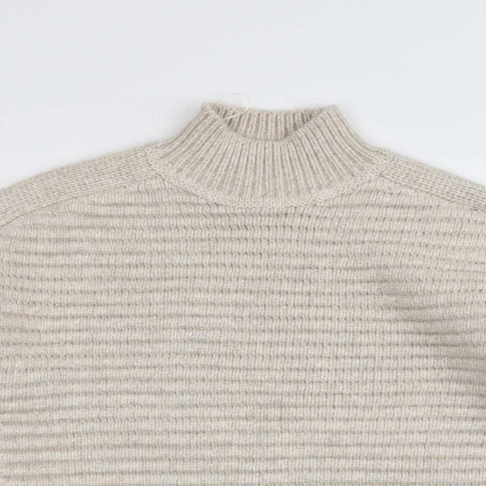 Marks and Spencer Womens Beige High Neck Polyester Pullover Jumper Size M