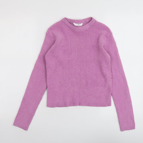 Marks and Spencer Girls Purple Round Neck Polyester Pullover Jumper Size 12-13 Years Pullover