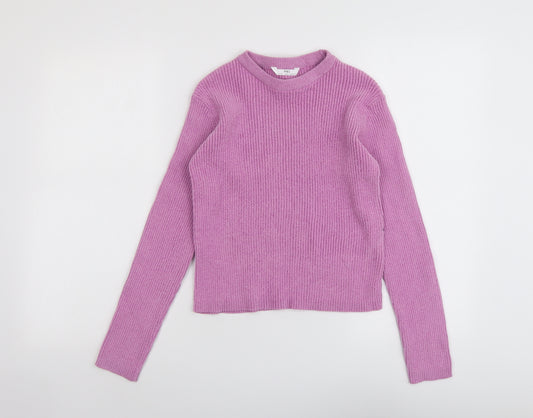 Marks and Spencer Girls Purple Round Neck Polyester Pullover Jumper Size 12-13 Years Pullover