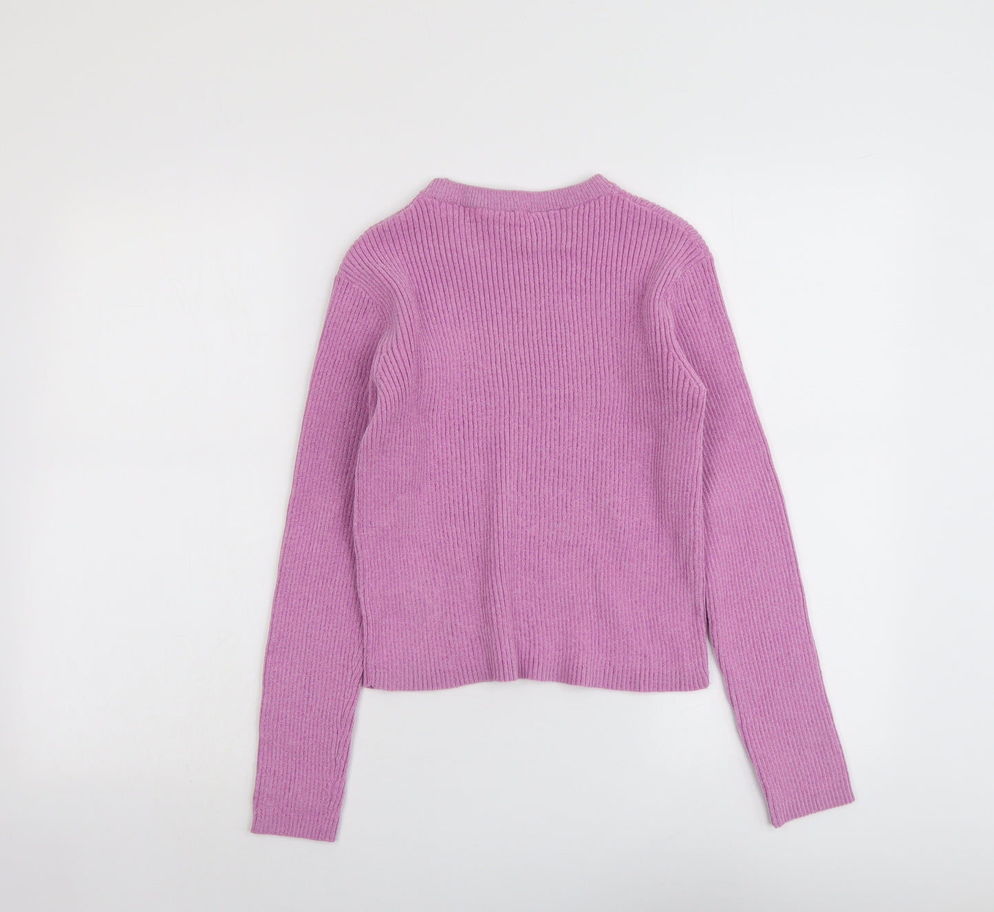 Marks and Spencer Girls Purple Round Neck Polyester Pullover Jumper Size 12-13 Years Pullover