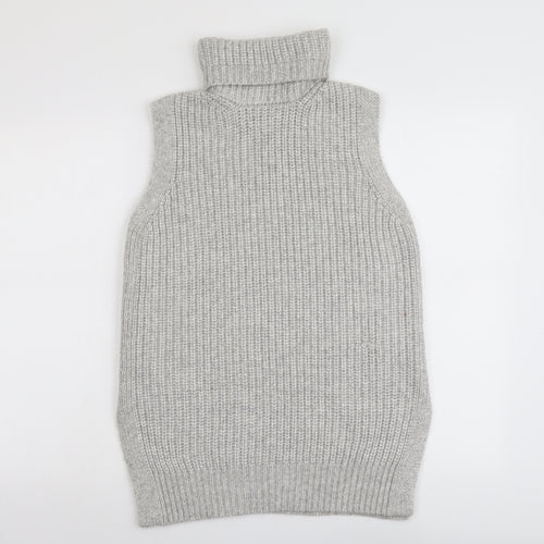 Marks and Spencer Womens Grey Roll Neck Polyester Vest Jumper Size S