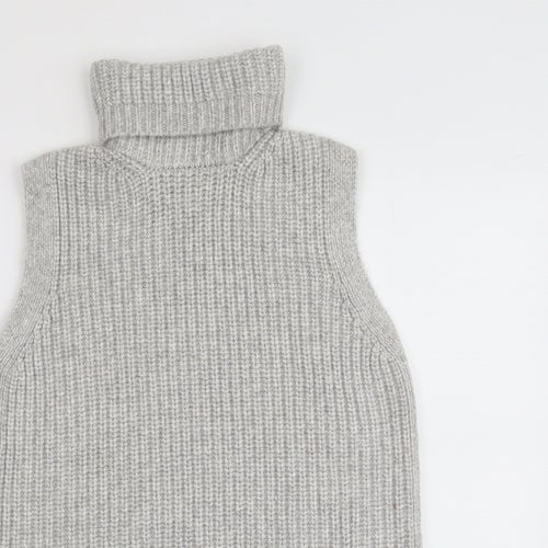 Marks and Spencer Womens Grey Roll Neck Polyester Vest Jumper Size S