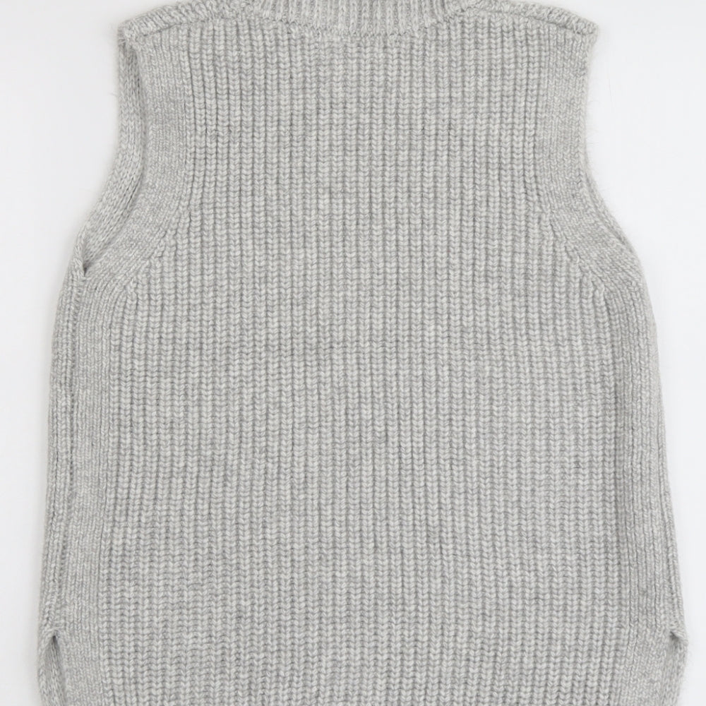 Marks and Spencer Womens Grey Roll Neck Polyester Vest Jumper Size S