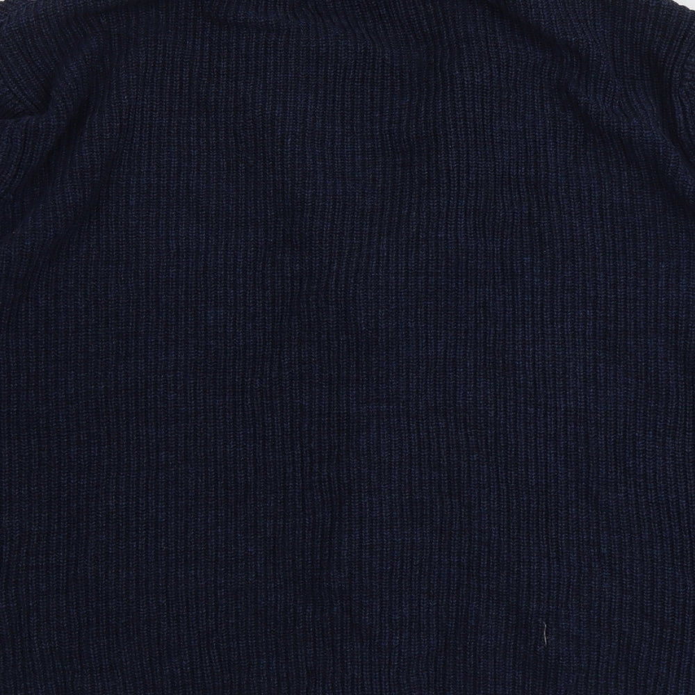Marks and Spencer Mens Blue V-Neck Cotton Cardigan Jumper Size 2XL Long Sleeve
