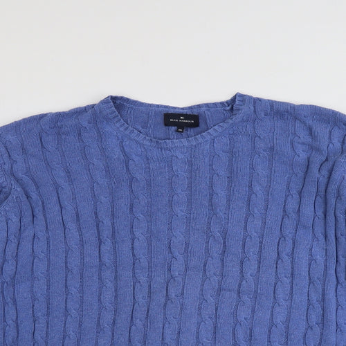 Blue Harbour Mens Blue Round Neck Cotton Pullover Jumper Size 2XL Long Sleeve