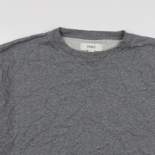 Marks and Spencer Mens Grey Cotton Pullover Sweatshirt Size XL