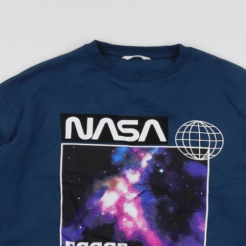 Marks and Spencer Boys Blue Cotton Pullover Sweatshirt Size 13-14 Years Pullover - NASA