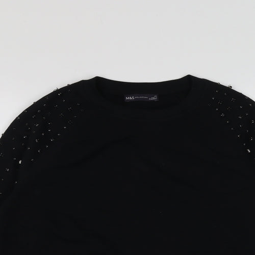 Marks and Spencer Womens Black Cotton Pullover Sweatshirt Size XS Pullover