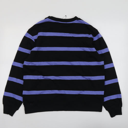 Marks and Spencer Womens Black Striped Cotton Pullover Sweatshirt Size M Pullover
