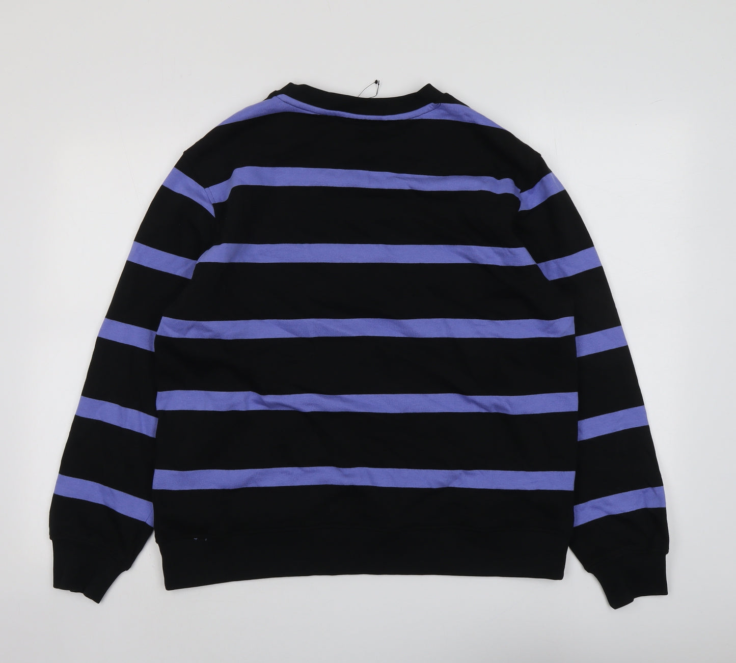 Marks and Spencer Womens Black Striped Cotton Pullover Sweatshirt Size M Pullover