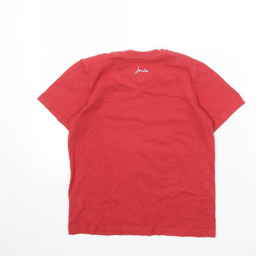 Joules Boys Red 100% Cotton Basic T-Shirt Size 6 Years Round Neck Pullover - Angry Angler Fish