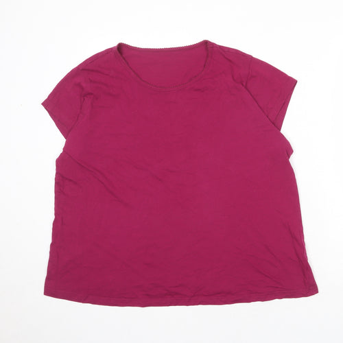 Marks and Spencer Womens Purple Polyester Basic T-Shirt Size 20 Round Neck - Size 20-22