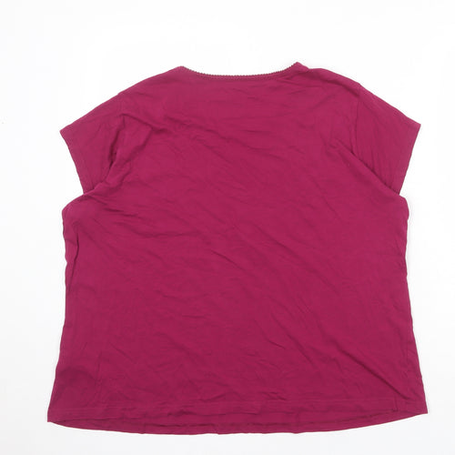Marks and Spencer Womens Purple Polyester Basic T-Shirt Size 20 Round Neck - Size 20-22