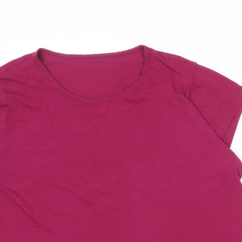 Marks and Spencer Womens Purple Polyester Basic T-Shirt Size 20 Round Neck - Size 20-22