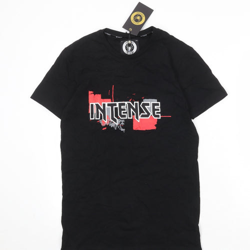 Intense Womens Black 100% Cotton Basic T-Shirt Size S Round Neck