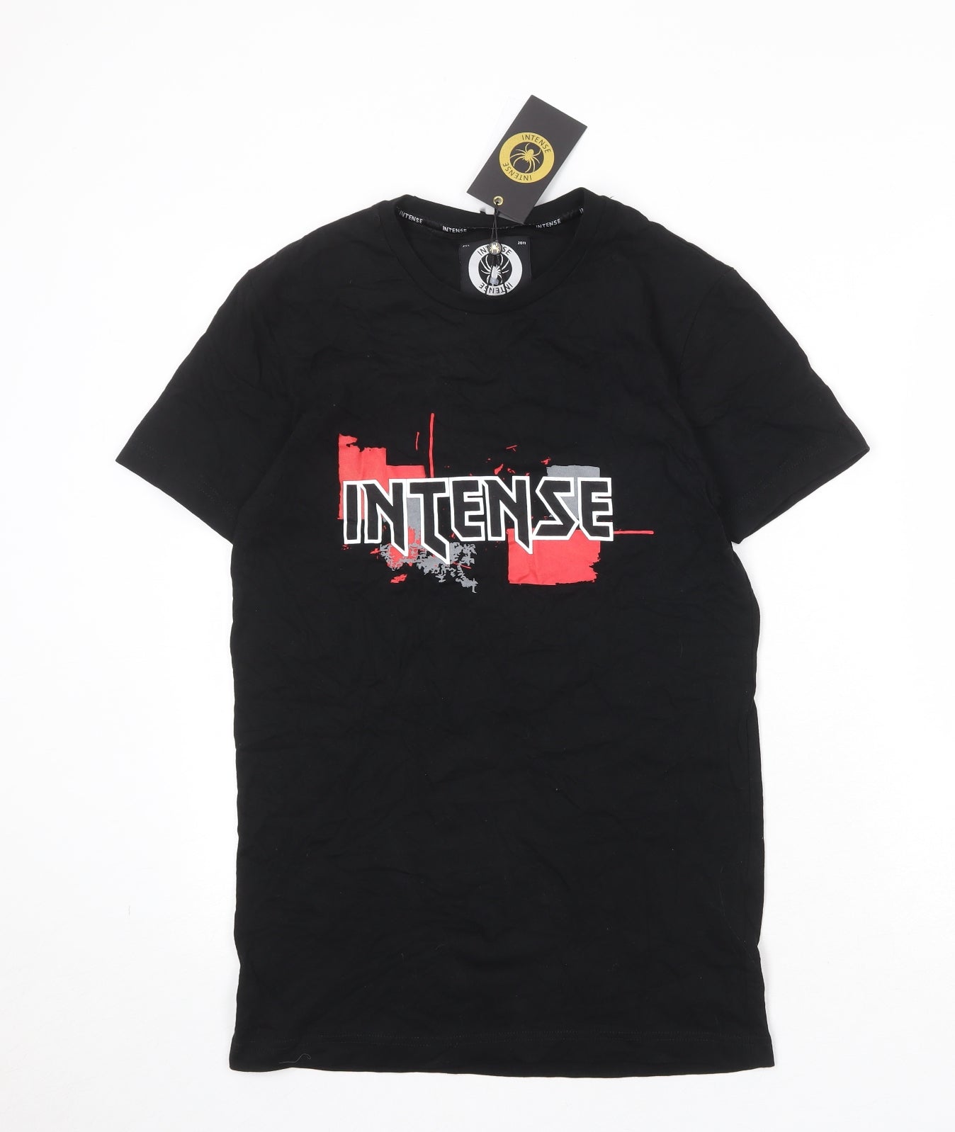 Intense Womens Black 100% Cotton Basic T-Shirt Size S Round Neck