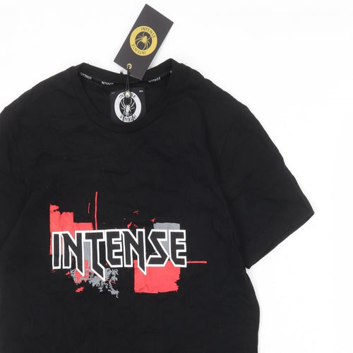 Intense Womens Black 100% Cotton Basic T-Shirt Size S Round Neck