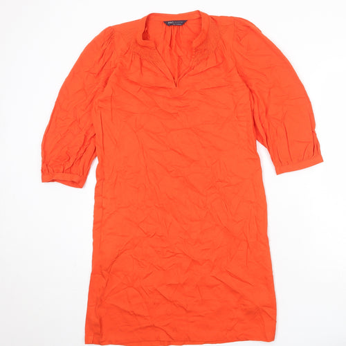 Marks and Spencer Womens Orange Viscose A-Line Size 6 V-Neck Pullover