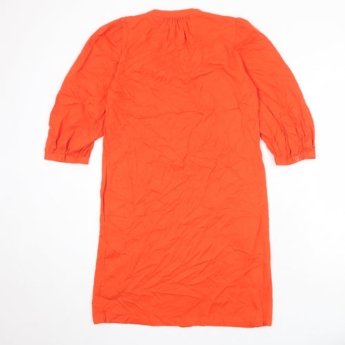 Marks and Spencer Womens Orange Viscose A-Line Size 6 V-Neck Pullover