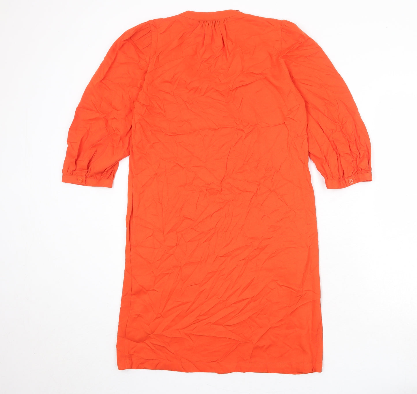 Marks and Spencer Womens Orange Viscose A-Line Size 6 V-Neck Pullover