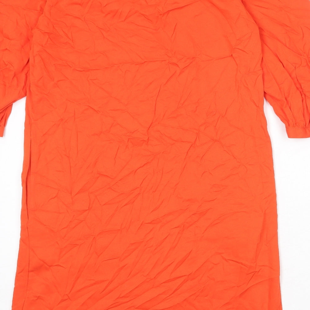 Marks and Spencer Womens Orange Viscose A-Line Size 6 V-Neck Pullover