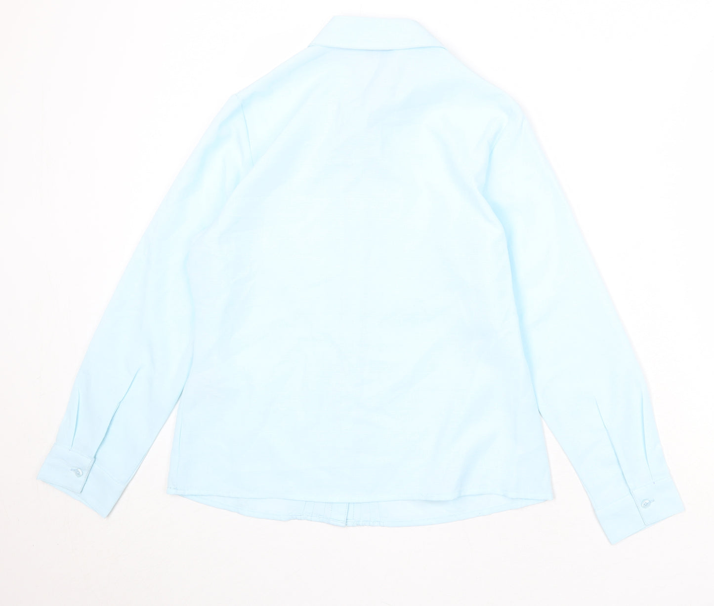 EWM Womens Blue Polyester Basic Button-Up Size 10 Collared