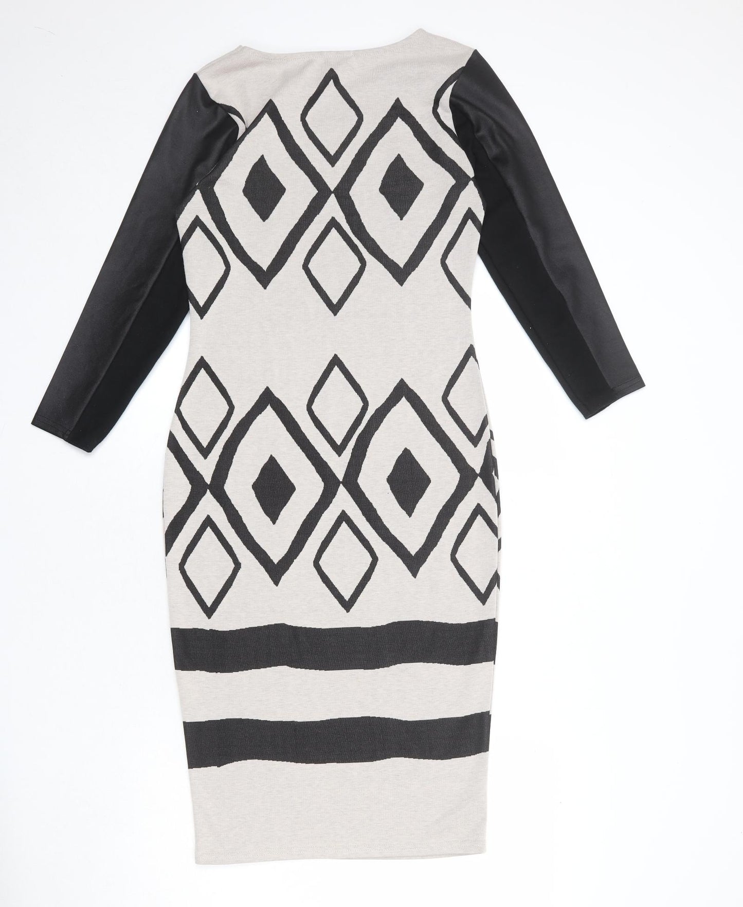 River Island Womens Beige Argyle/Diamond Polyester A-Line Size 10 Round Neck Pullover