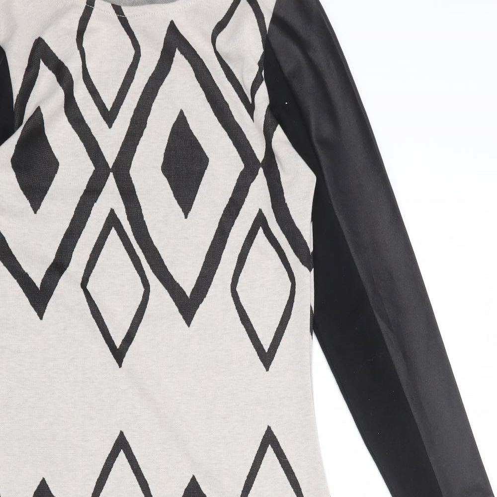 River Island Womens Beige Argyle/Diamond Polyester A-Line Size 10 Round Neck Pullover