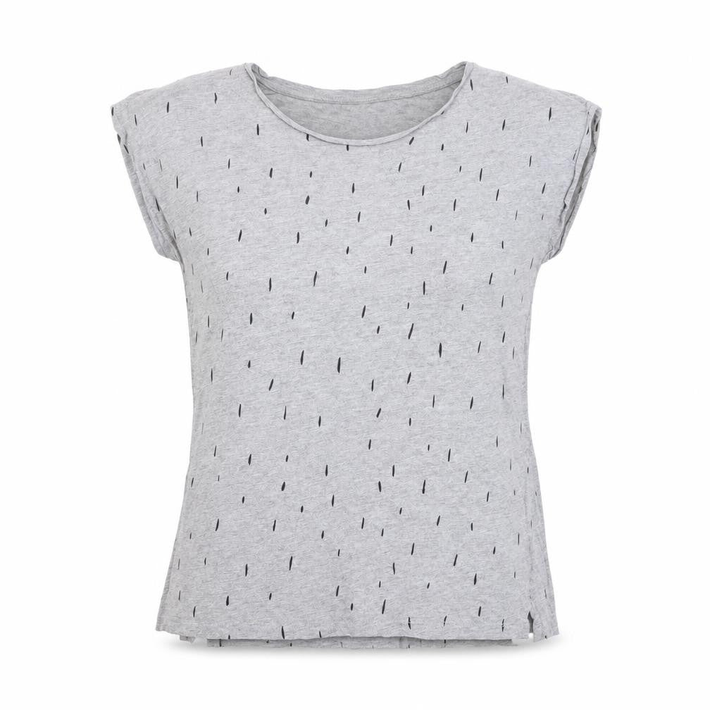 Front view of Anthem women’s grey geometric cotton basic t-shirt, size M, round neck