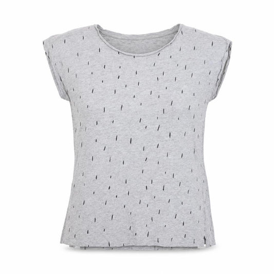 Front view of Anthem women’s grey geometric cotton basic t-shirt, size M, round neck