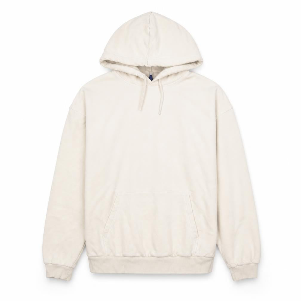 Front view of Divided by H&M women’s beige cotton pullover hoodie, size M, pullover