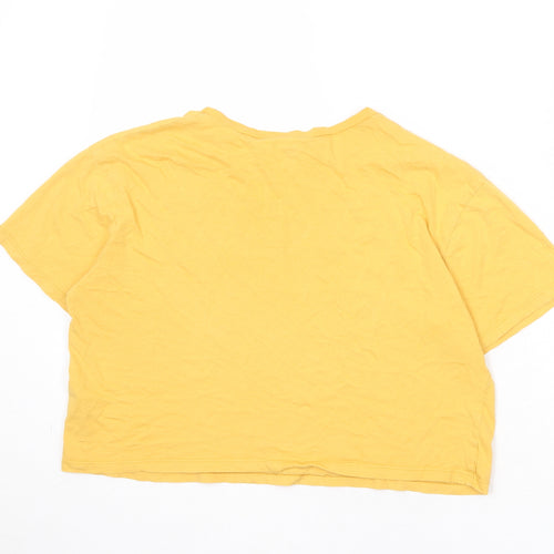 New Look Womens Yellow 100% Cotton Basic T-Shirt Size 12 Round Neck - To The Moon And Back
