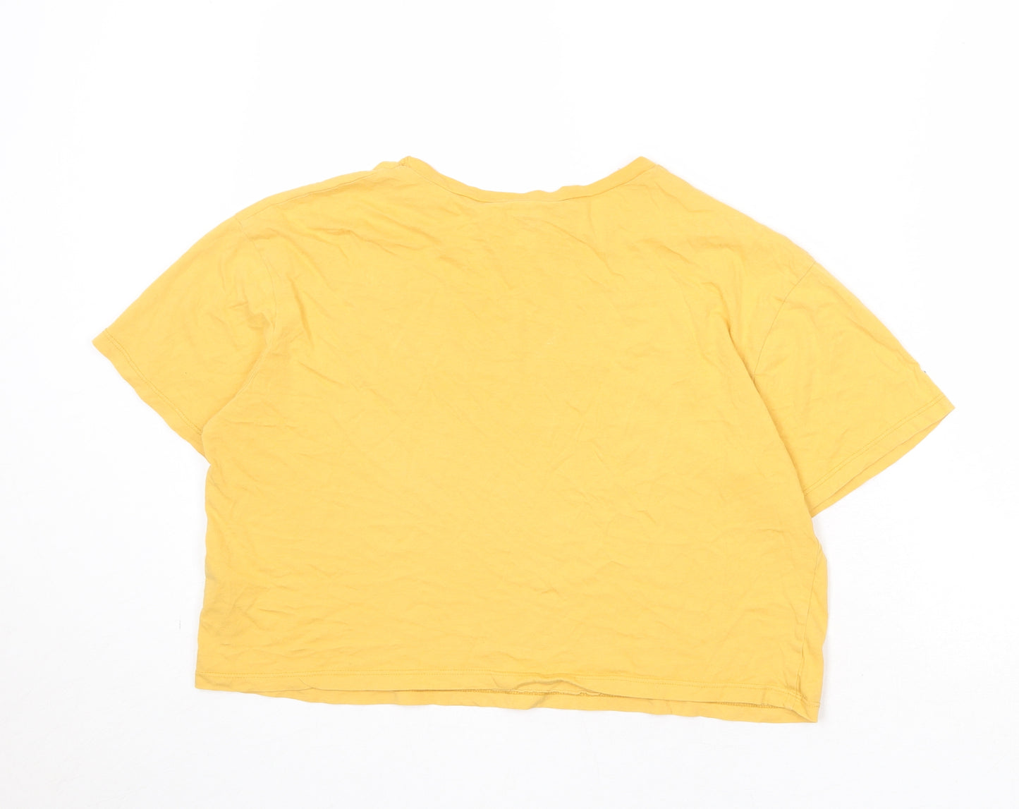 New Look Womens Yellow 100% Cotton Basic T-Shirt Size 12 Round Neck - To The Moon And Back
