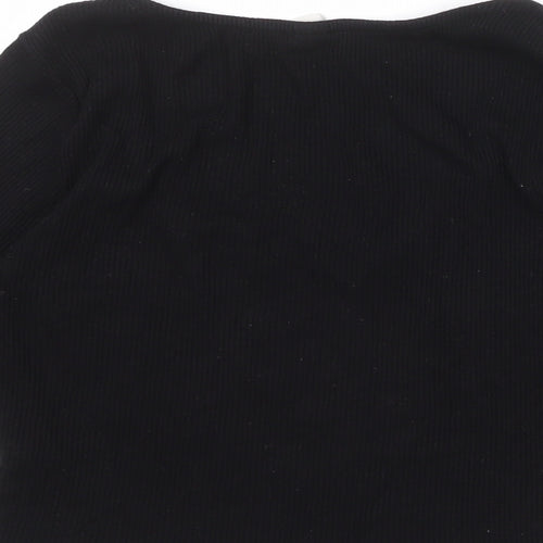 H&M Womens Black Viscose Basic T-Shirt Size M Scoop Neck