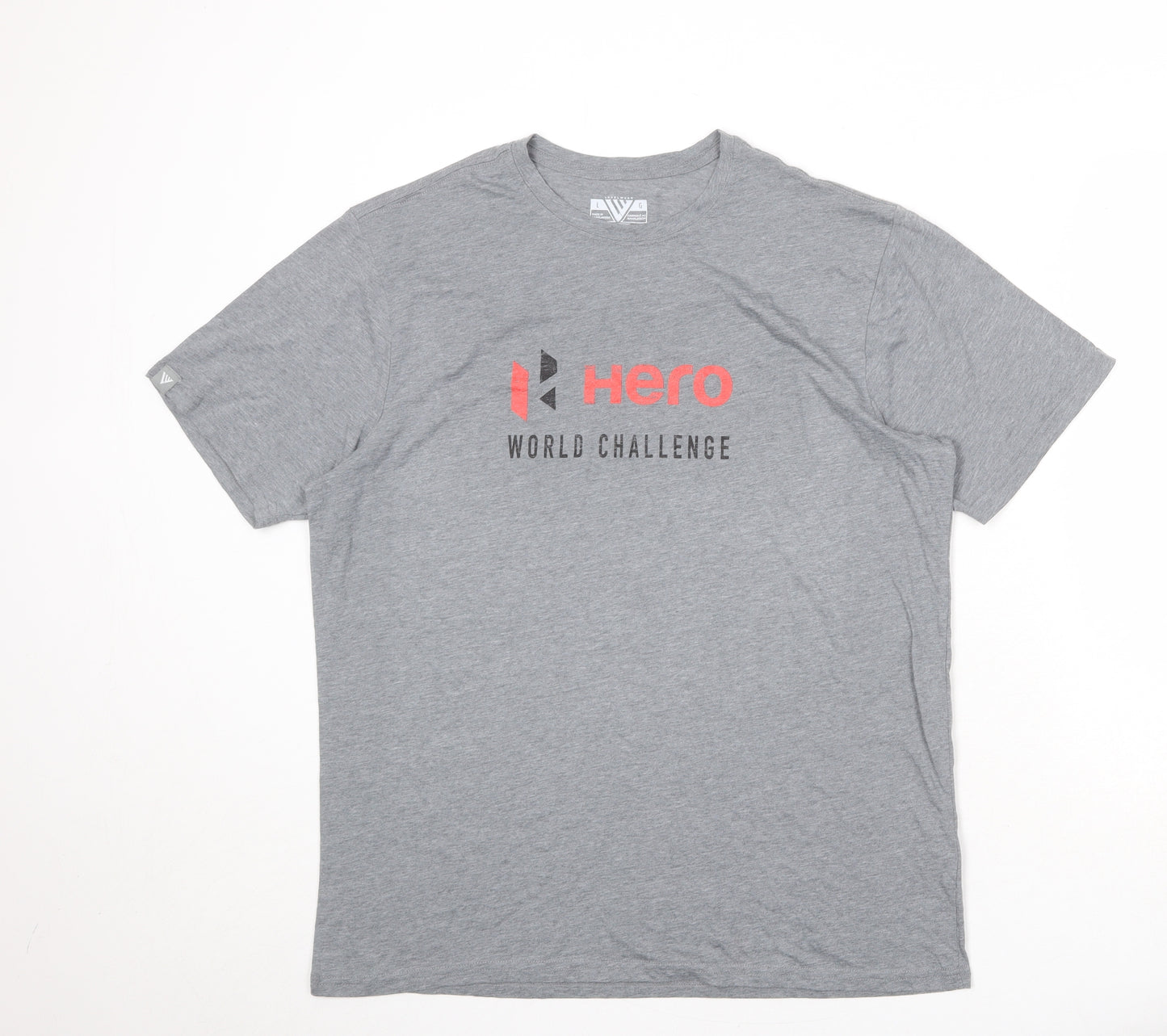 Levelwear Mens Grey Polyester T-Shirt Size L Round Neck